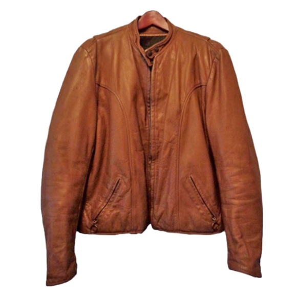 Brooks Leather Brown Motorcycle Jacket Size M - Picture 1 of 4